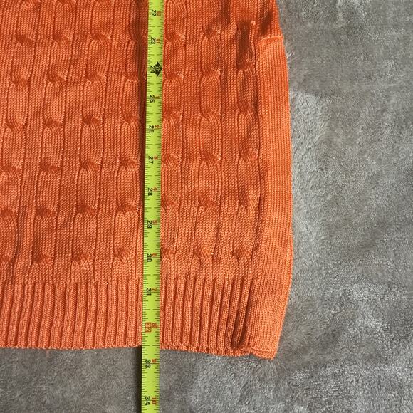 Ralph Lauren Black Label Orange Silk V-Neck Cable Knit Long Sleeve Dress, Size M - Picture 7 of 9